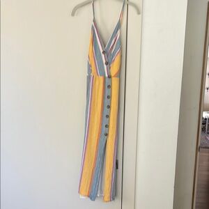 Striped Multicolor Summer Button-Down Dress